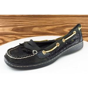 Sperry Top-Sider Size 6.5‎ M Black Boat Shoe Shoes Leather Women 9104548
